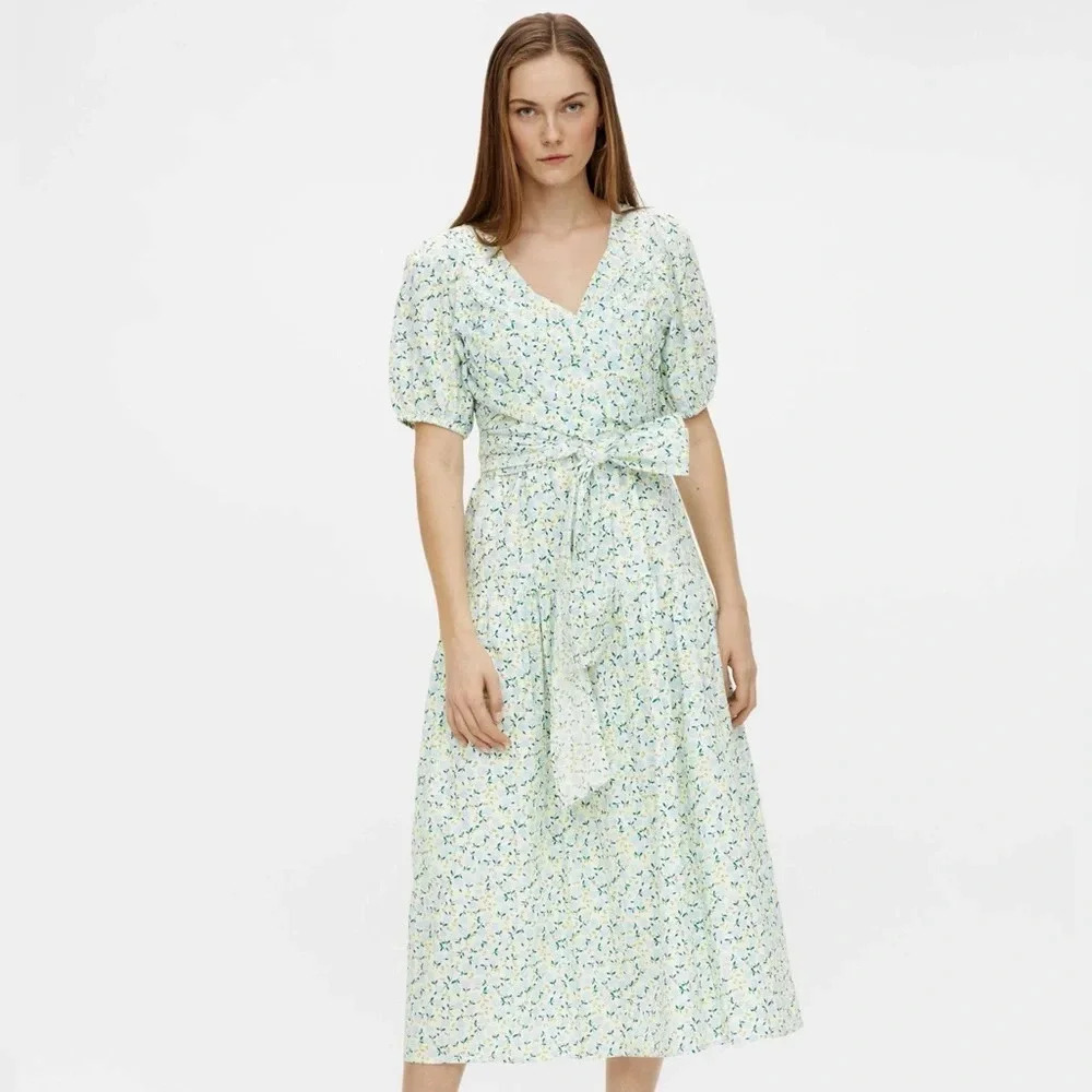 NWOT YAS Floral Wrap Midi Dress